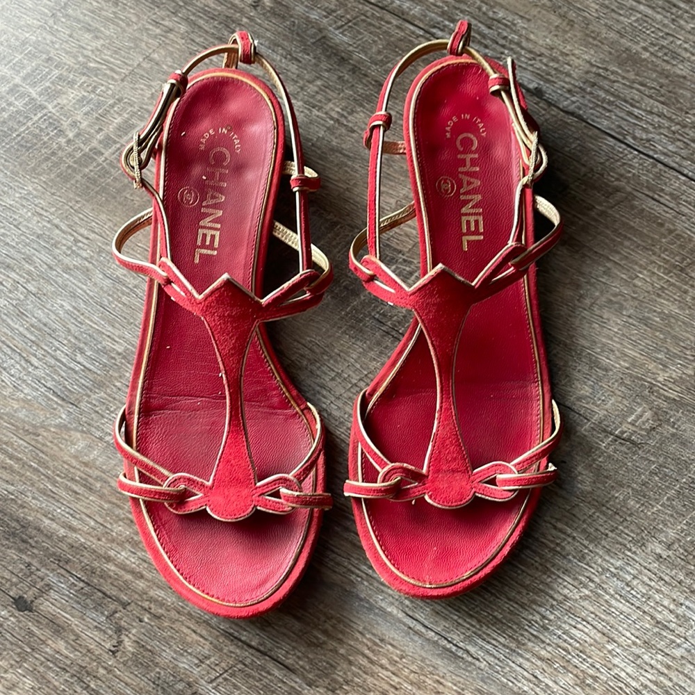 Chanel Red Sandals